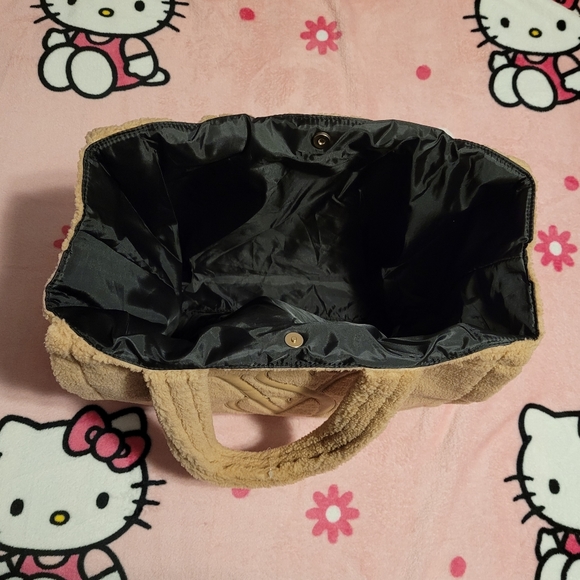 NWT Victoria Secret Tan Sherpa Tote Bag Handbag Faux Fur Beige Fleece Purse - Picture 5 of 9